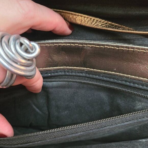 Vintage 90s Liz Claiborne Metallic Bronze Purse - Picture 6 of 9